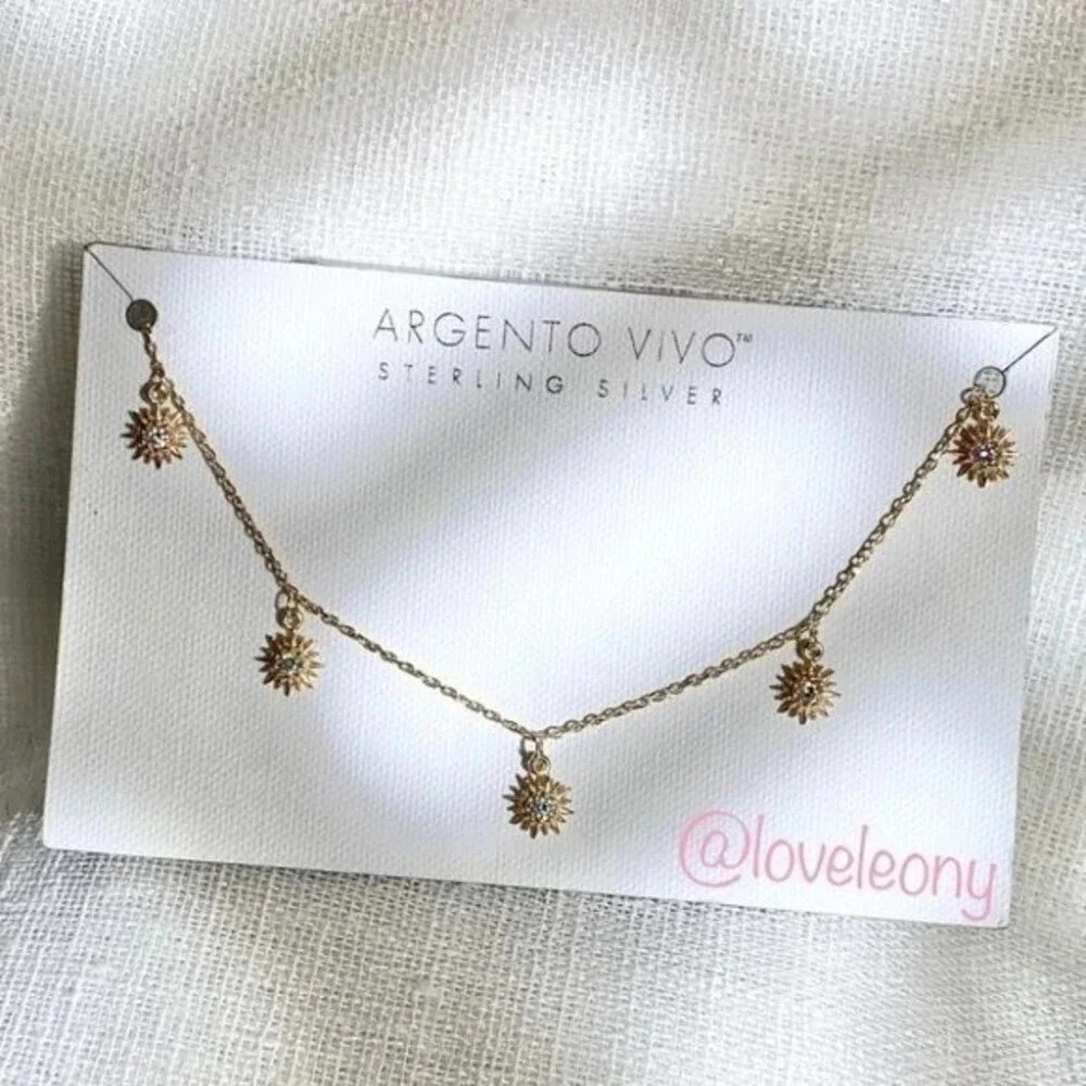 ARGENTO VIVO CZ Dangling Station Star Necklace